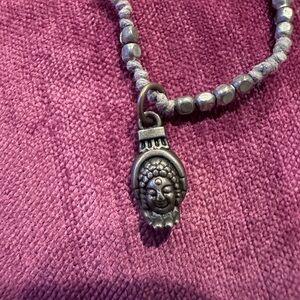 Silver Beaded Buddha Pendant Necklace ADJUSTABLE length